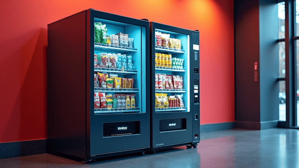 Premium cabinet-style healthy vending machine with snacks and beverages